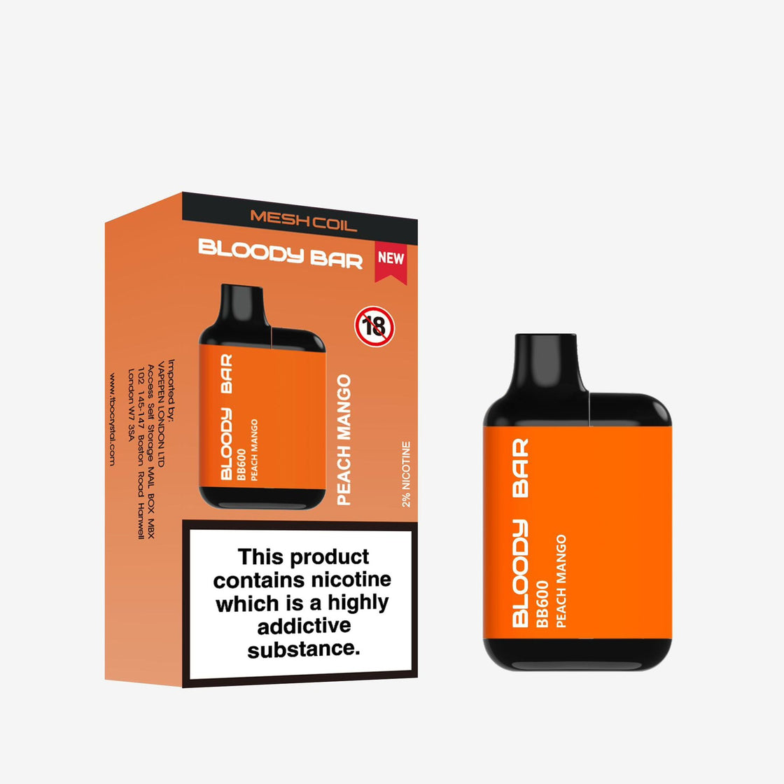 Bloody Bar BB600 Pre-filled Vape Pod Kit - 20mg - 10 Pack
