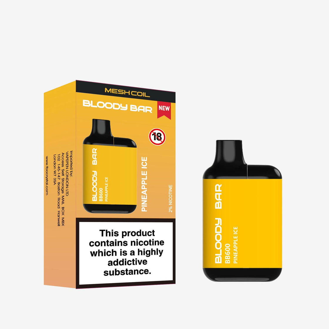 Bloody Bar BB600 Pre-filled Vape Pod Kit - 20mg - 10 Pack