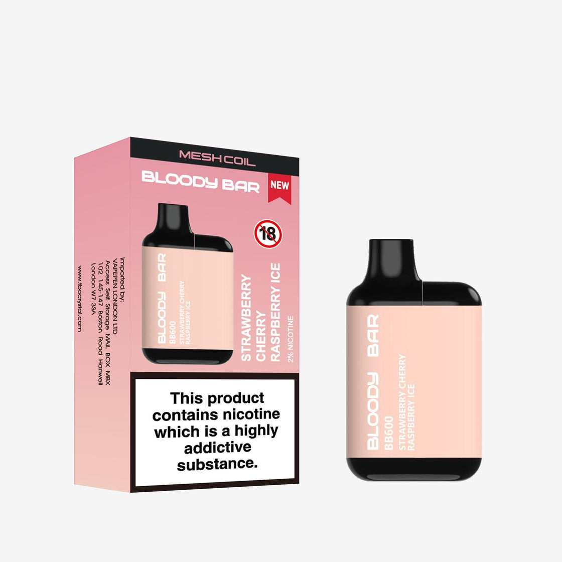 Bloody Bar BB600 Pre-filled Vape Pod Kit - 20mg - 10 Pack