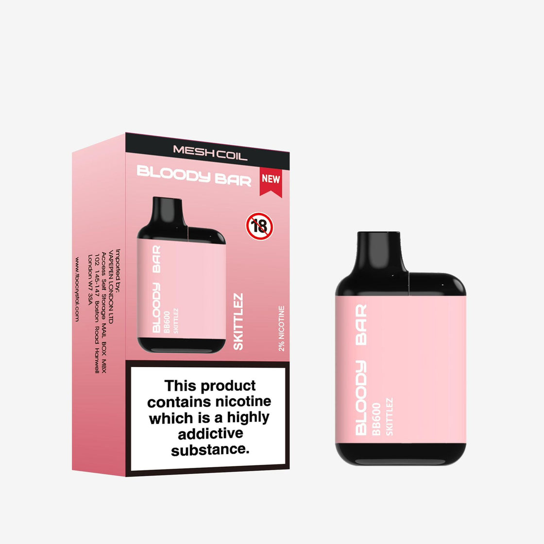 Bloody Bar BB600 Pre-filled Vape Pod Kit - 20mg - 10 Pack