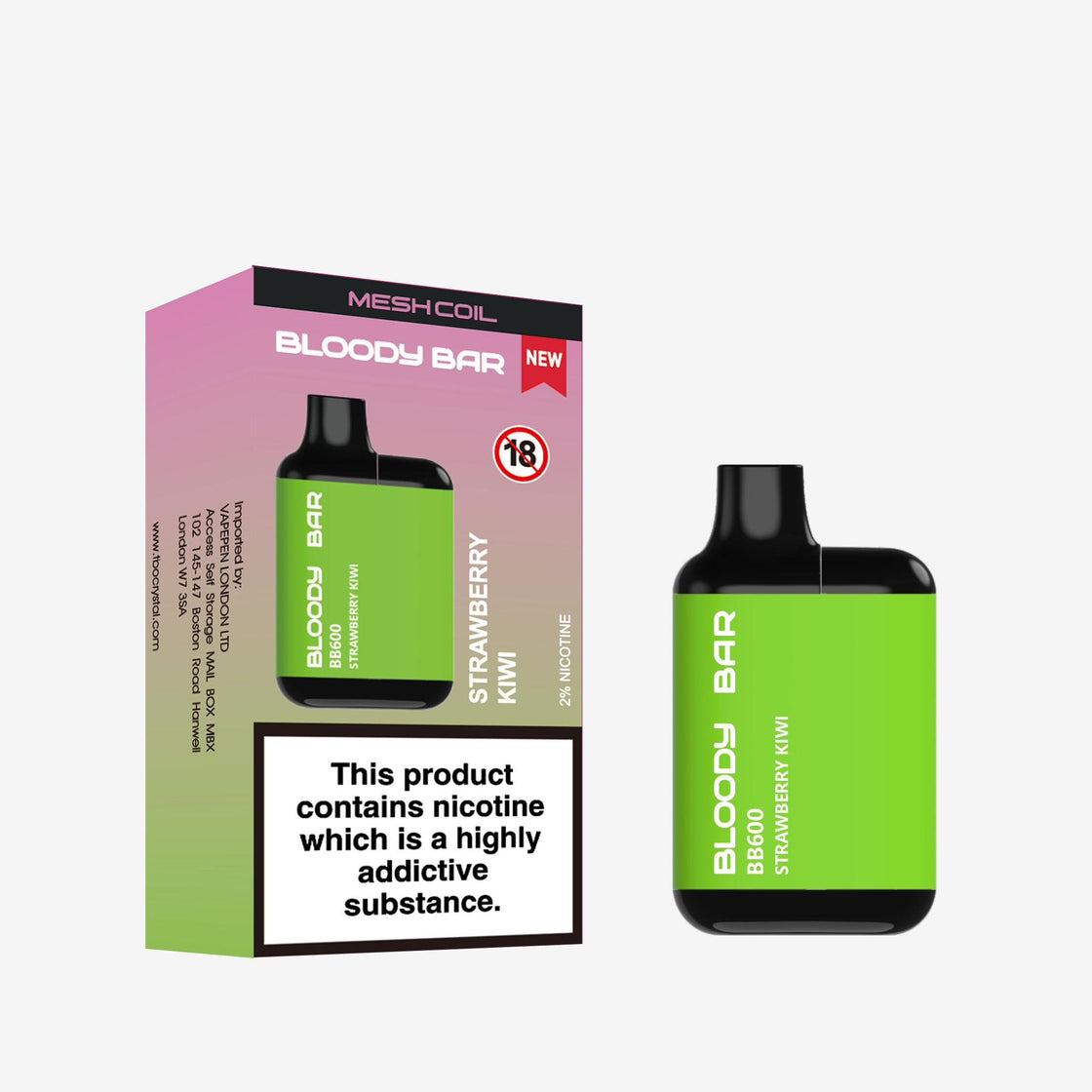 Bloody Bar BB600 Pre-filled Vape Pod Kit - 20mg - 10 Pack