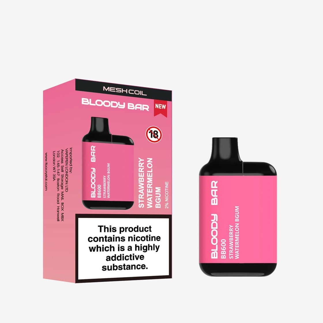 Bloody Bar BB600 Pre-filled Vape Pod Kit - 20mg - 10 Pack