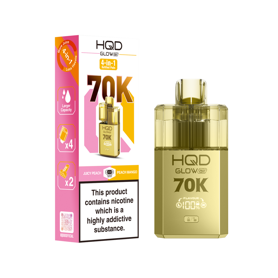 HQD Glow Air 70K Prefilled Vape Kits (Box of 5)