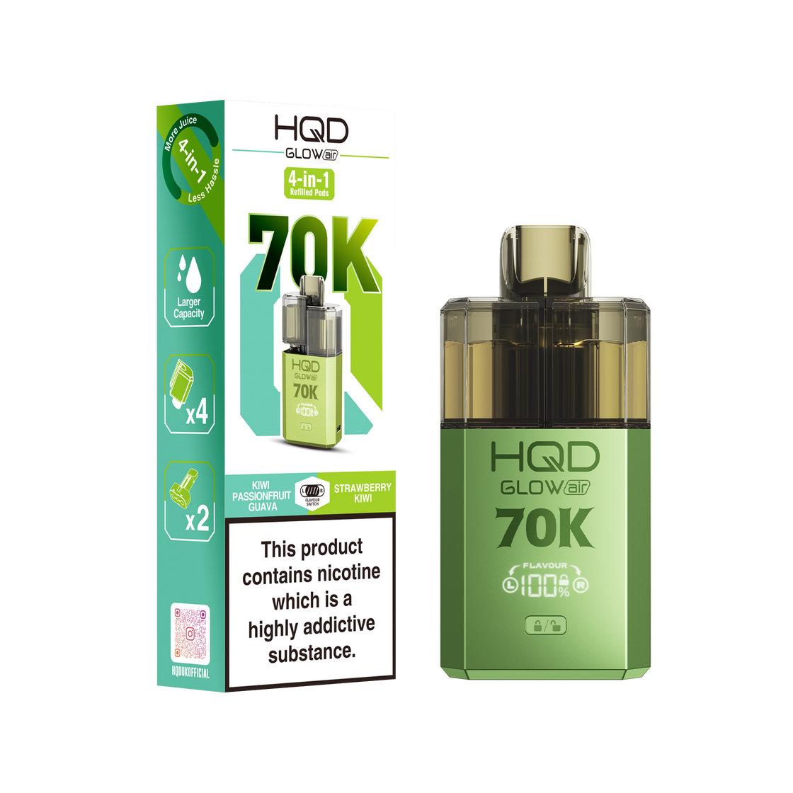 HQD Glow Air 70K Prefilled Vape Kits (Box of 5)