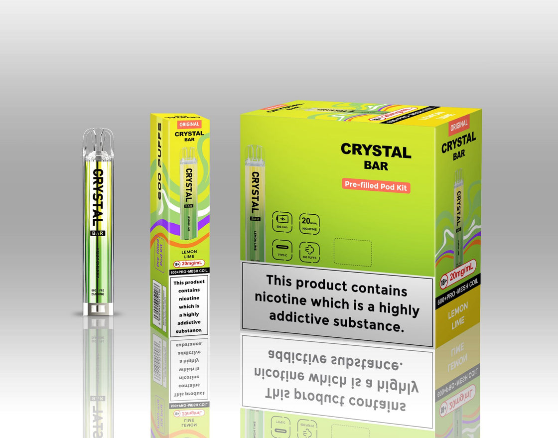 Original Crystal Bar 600 Puffs Prefilled Pod Kit 20mg- 10 Pack