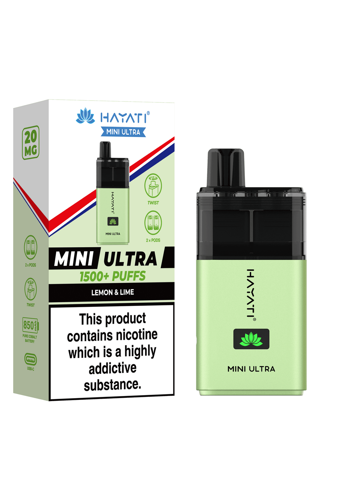 Hayati Mini Ultra 1500 Box of 5 Disposable Vape Pod