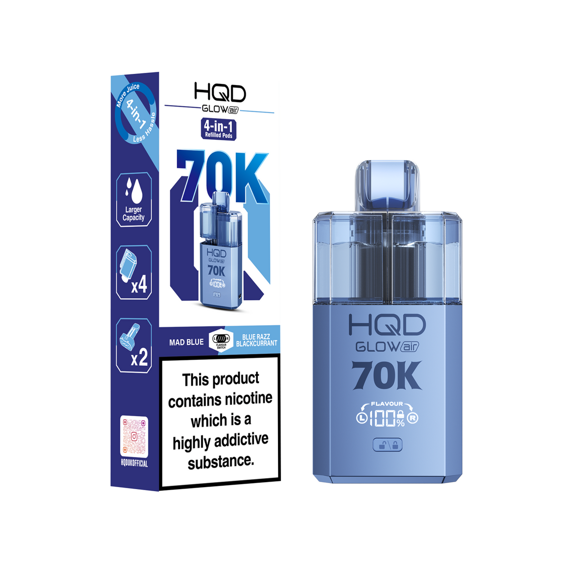 HQD Glow Air 70K Prefilled Vape Kits (Box of 5)