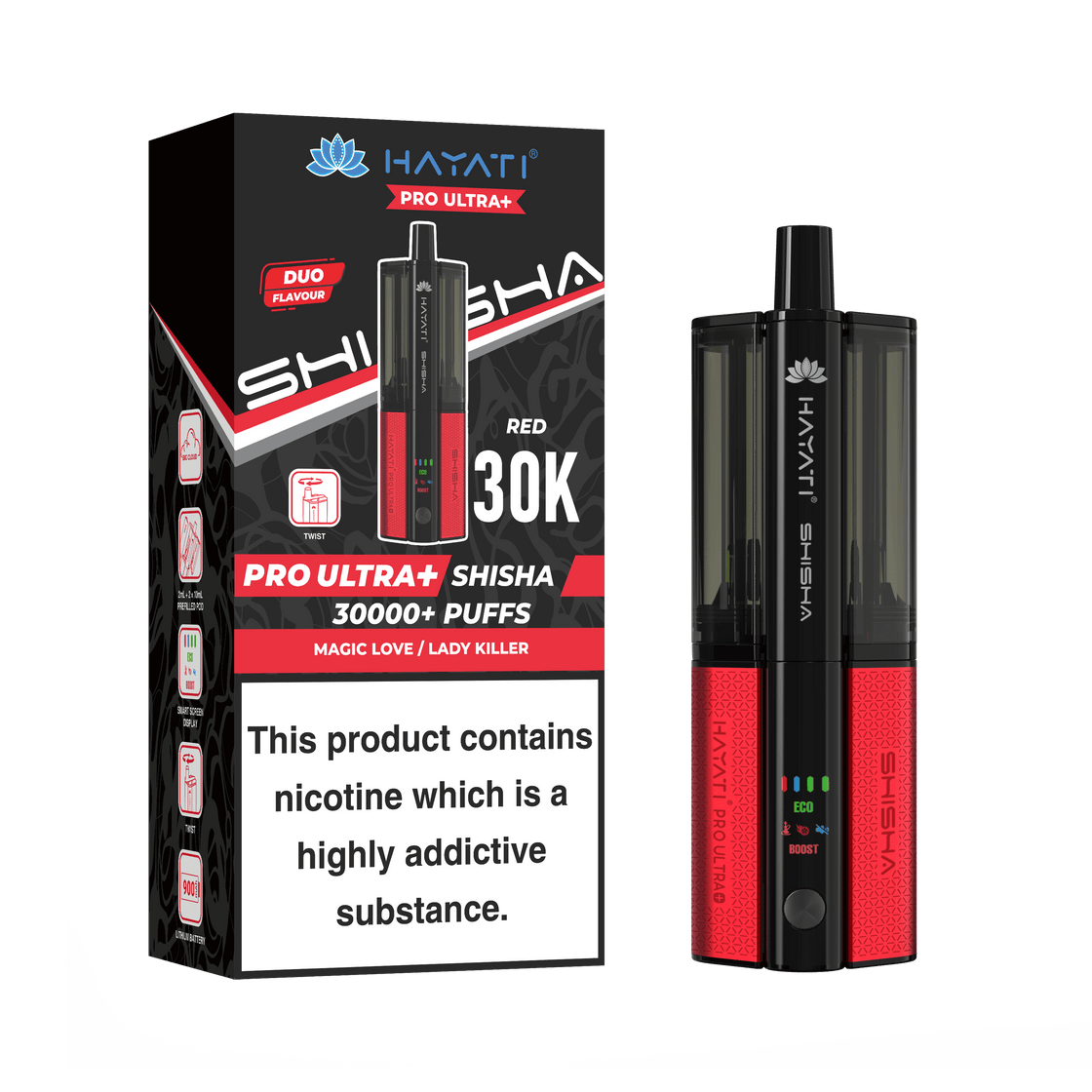 Hayati Pro Ultra Plus Shisha 30k Kit - Box Of 5
