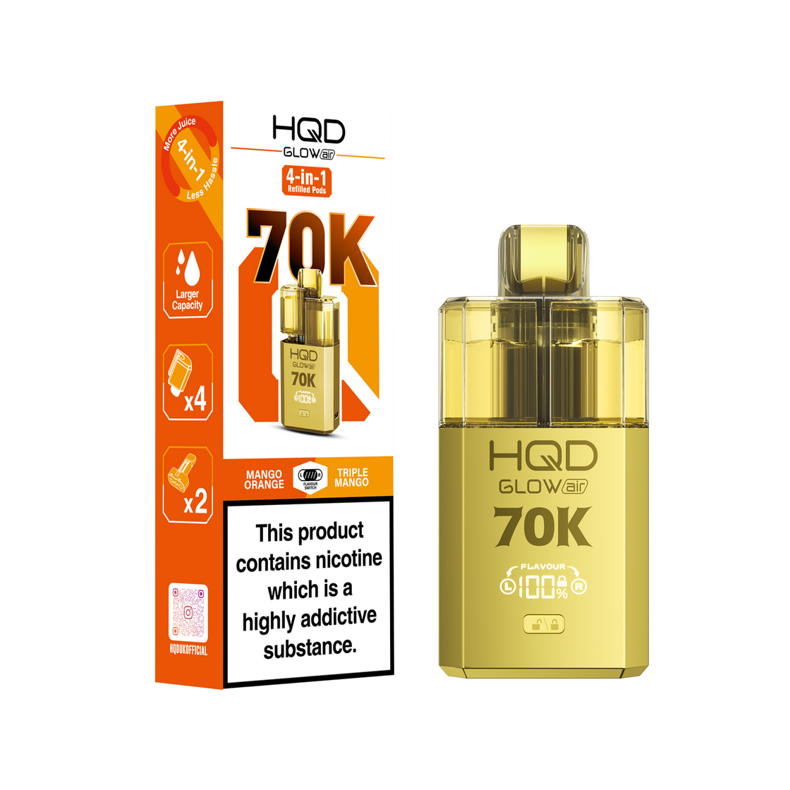 HQD Glow Air 70K Prefilled Vape Kits (Box of 5)