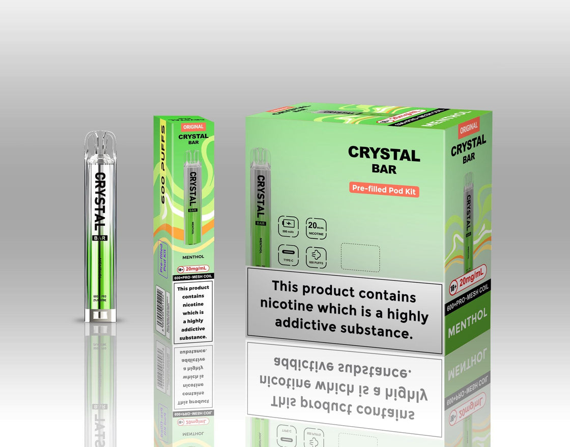 Original Crystal Bar 600 Puffs Prefilled Pod Kit 20mg- 10 Pack