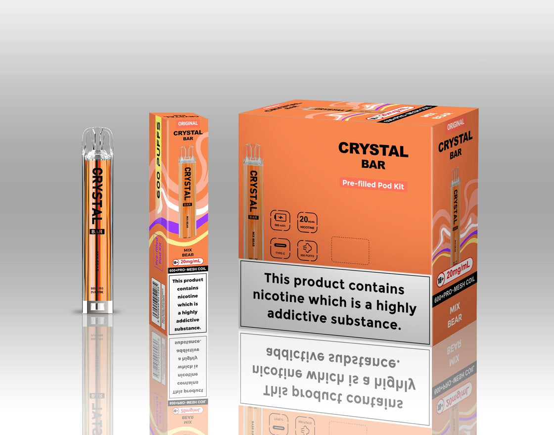Original Crystal Bar 600 Puffs Prefilled Pod Kit 20mg- 10 Pack