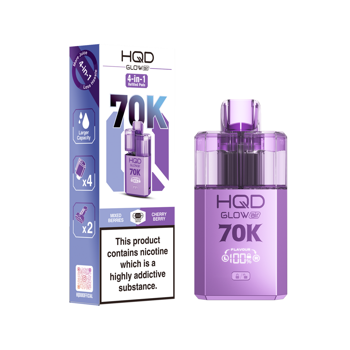 HQD Glow Air 70K Prefilled Vape Kits (Box of 5)