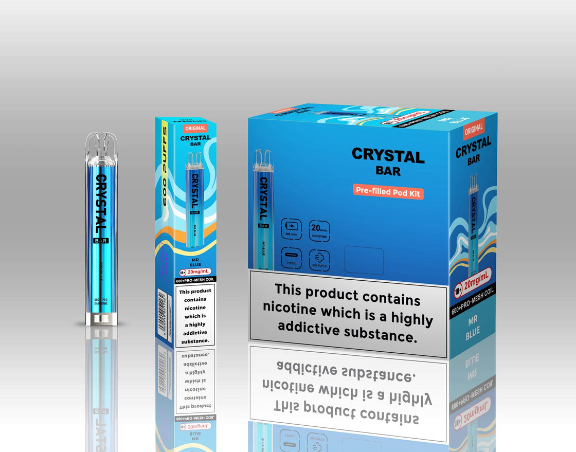 Original Crystal Bar 600 Puffs Prefilled Pod Kit 20mg- 10 Pack