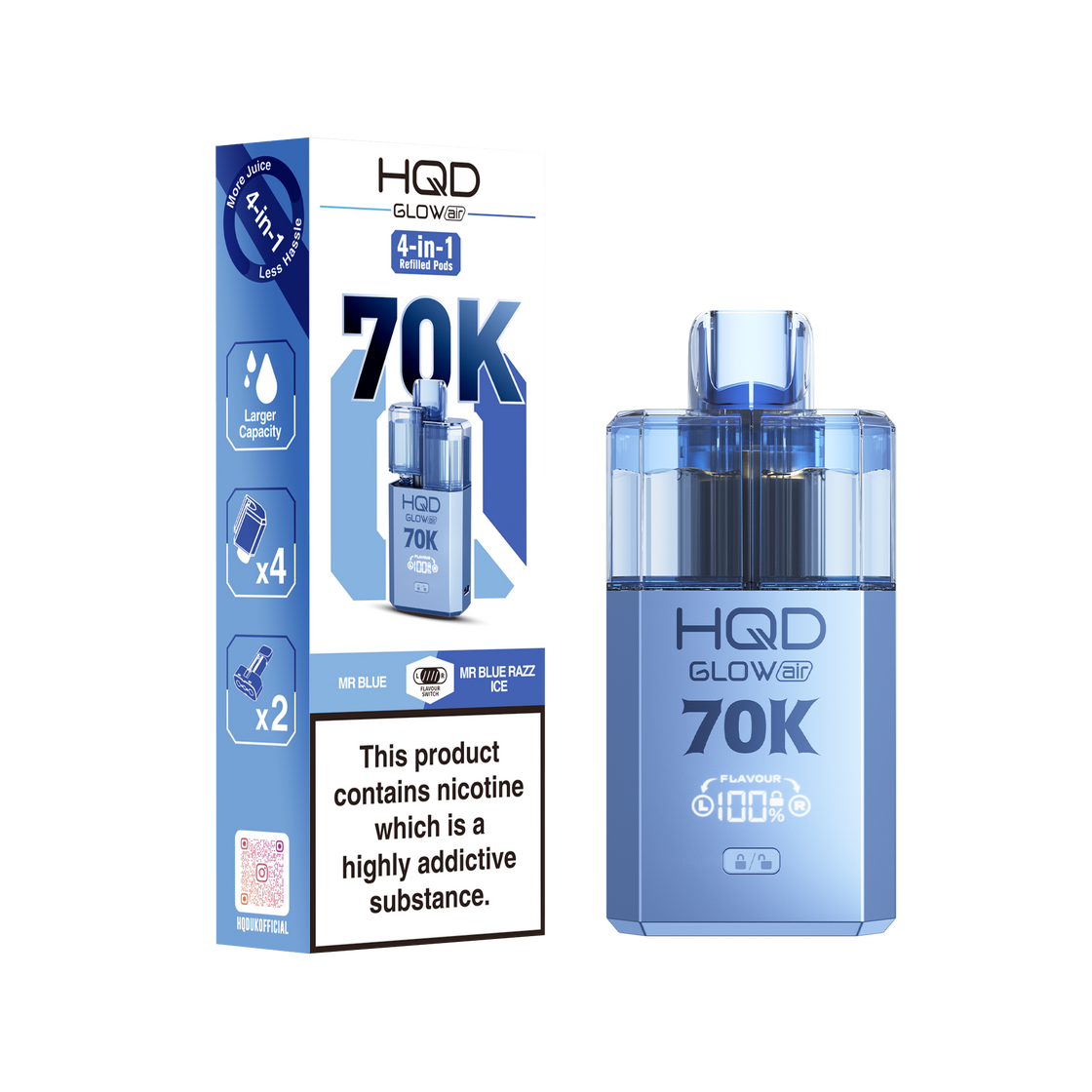 HQD Glow Air 70K Prefilled Vape Kits (Box of 5)