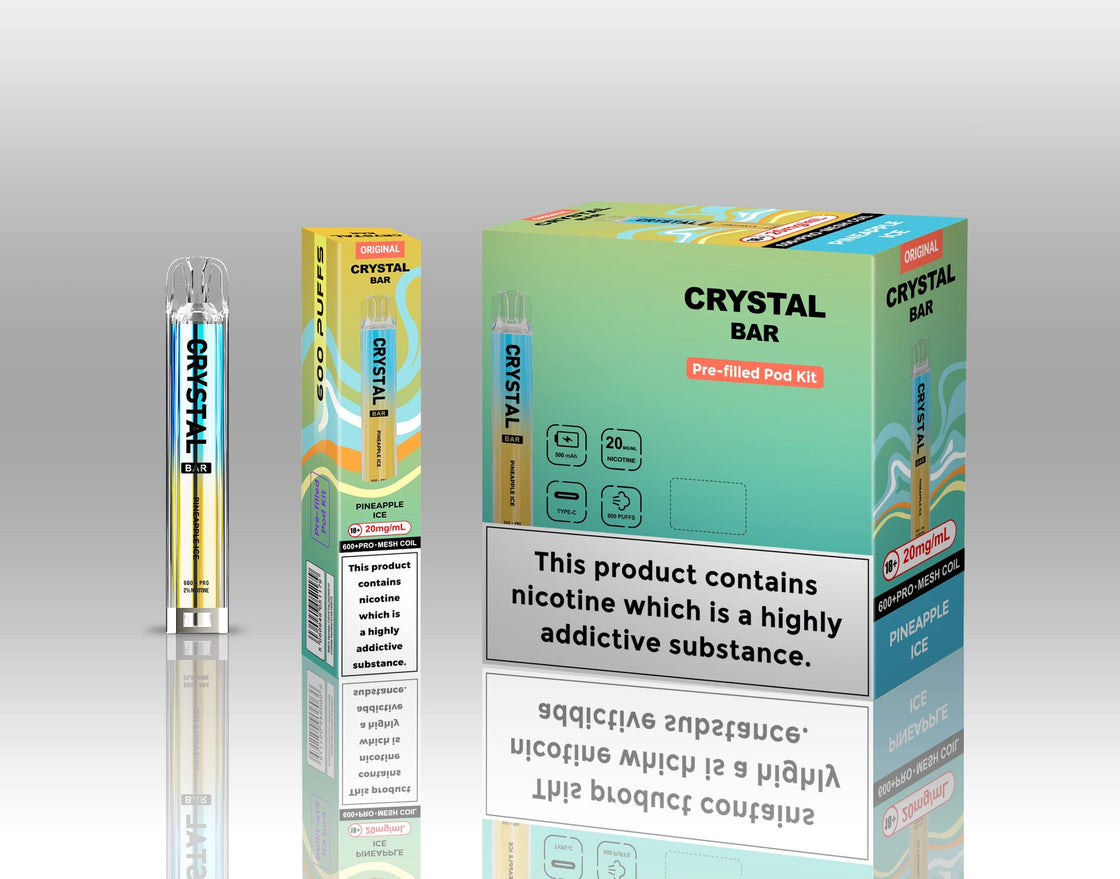 Original Crystal Bar 600 Puffs Prefilled Pod Kit 20mg- 10 Pack