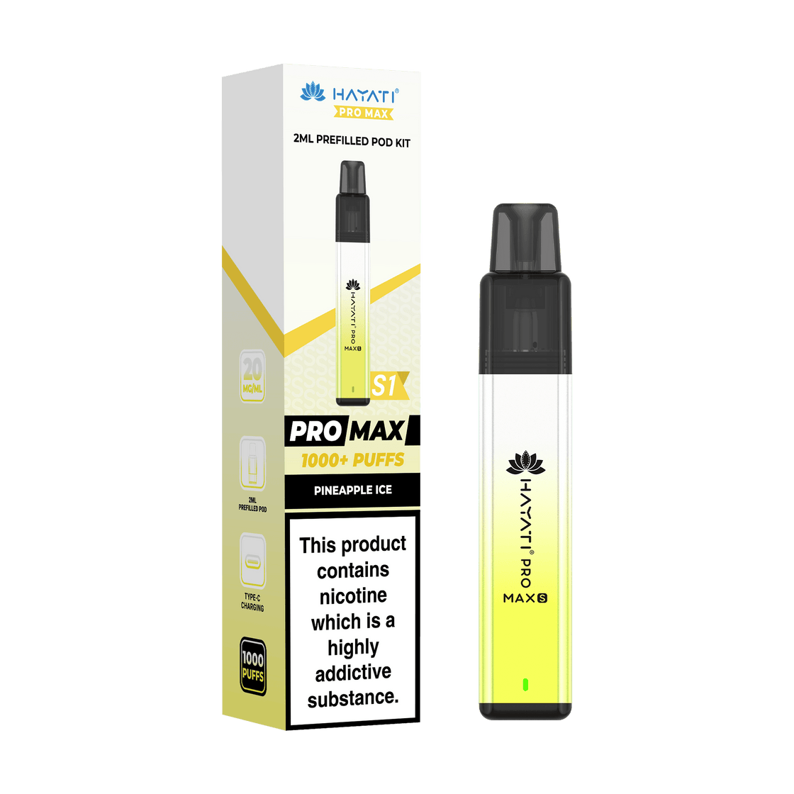 Hayati Pro Max S1 Vape Pod Kit - 20mg - 2ml - 10 Pack