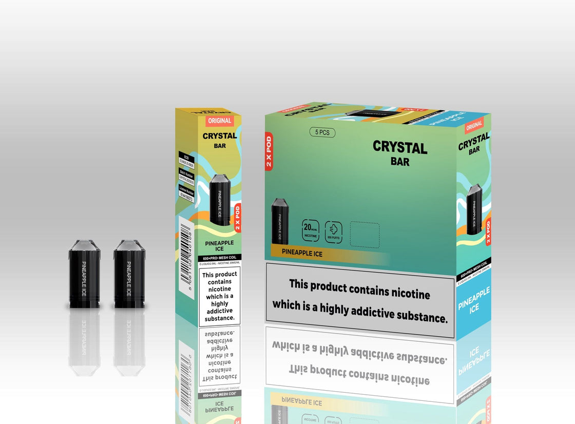 Original Crystal Bar 600 Puffs Replacement Pods 20mg- 10 Pack