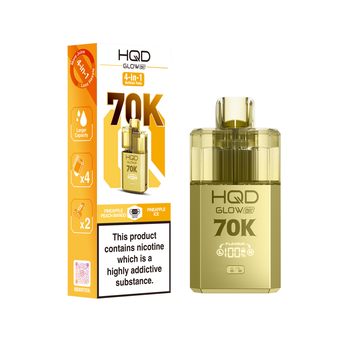HQD Glow Air 70K Prefilled Vape Kits (Box of 5)