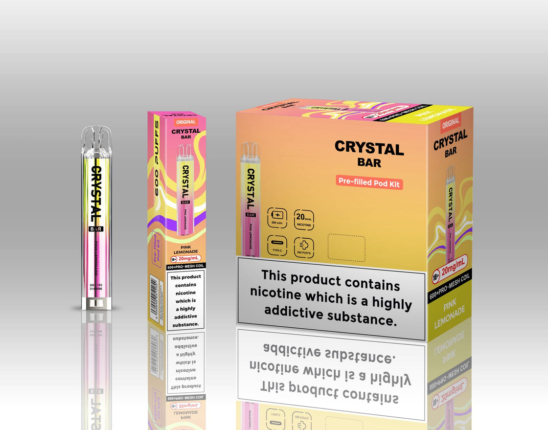 Original Crystal Bar 600 Puffs Prefilled Pod Kit 20mg- 10 Pack