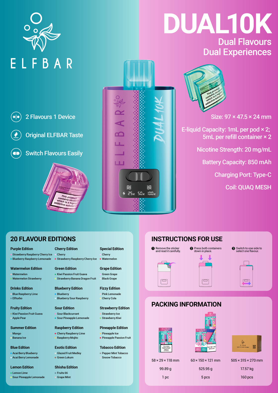 Elf Bar Dual 10K Disposable Vape Kit