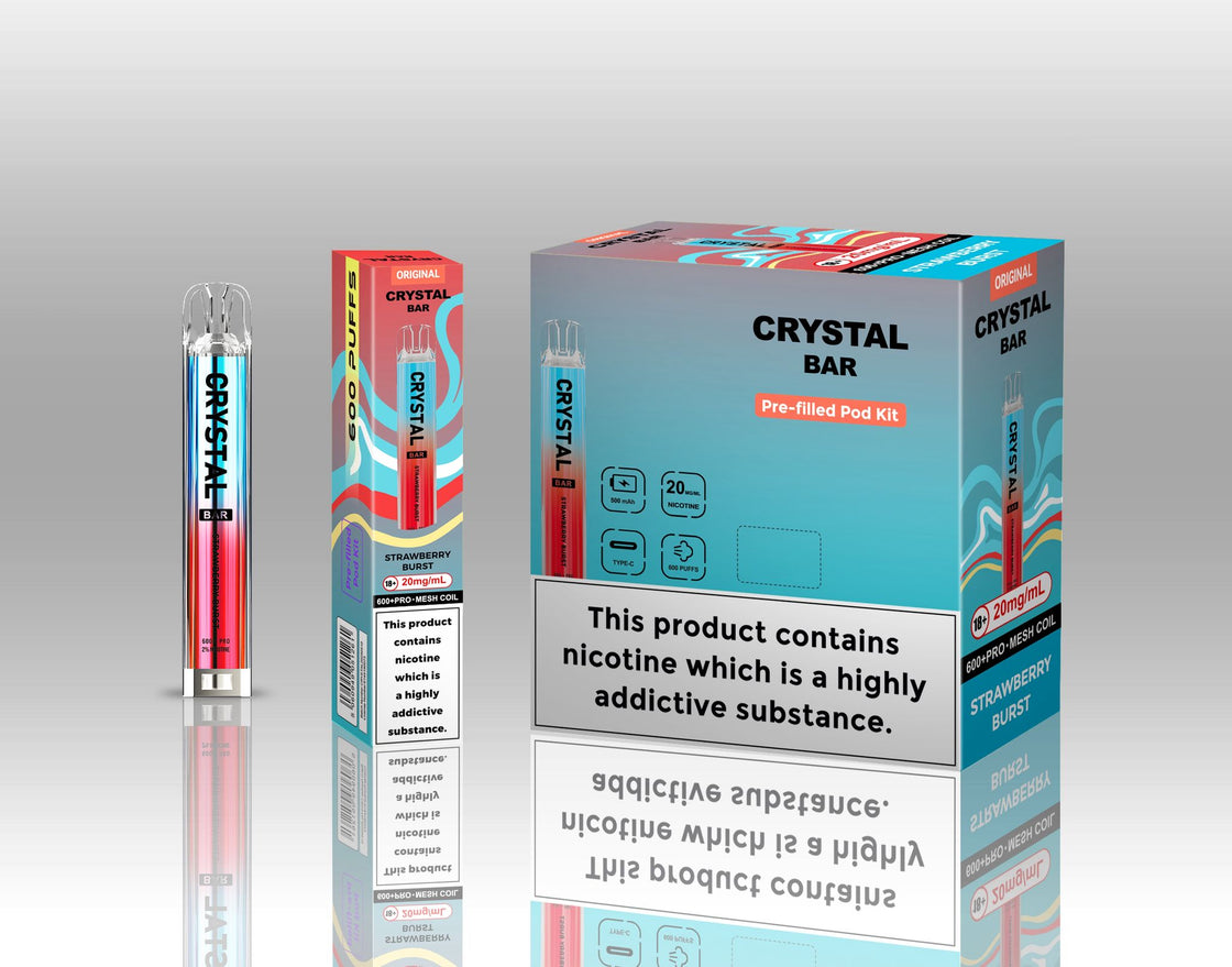 Original Crystal Bar 600 Puffs Prefilled Pod Kit 20mg- 10 Pack