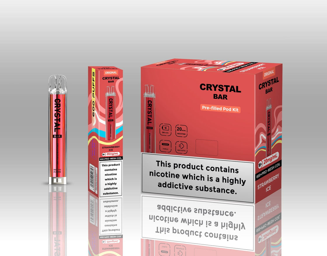 Original Crystal Bar 600 Puffs Prefilled Pod Kit 20mg- 10 Pack