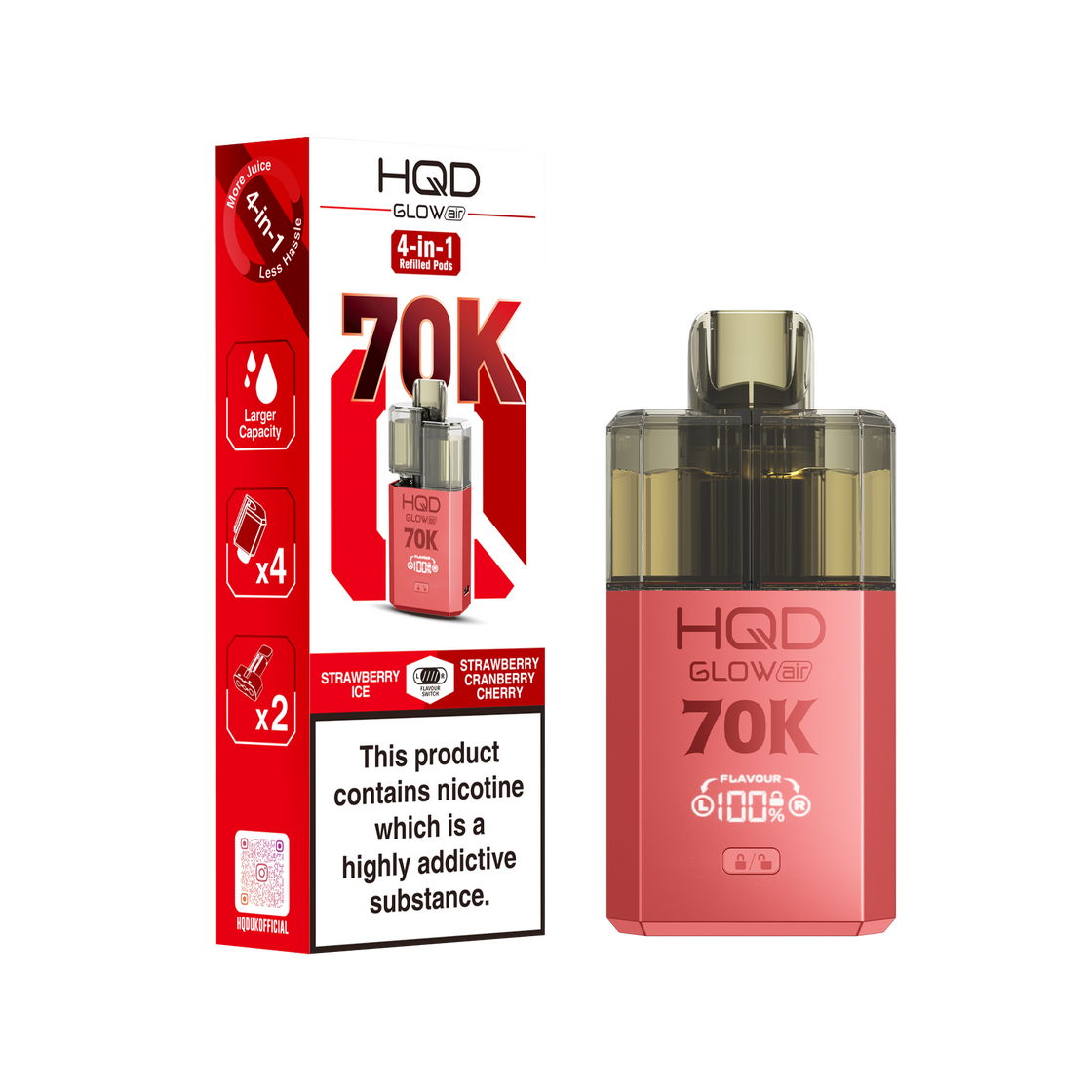 HQD Glow Air 70K Prefilled Vape Kits (Box of 5)