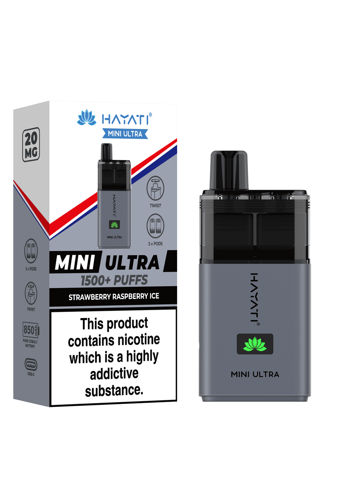 Hayati Mini Ultra 1500 Box of 5 Disposable Vape Pod