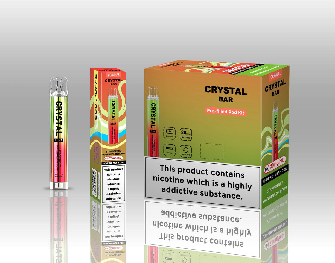 Original Crystal Bar 600 Puffs Prefilled Pod Kit 20mg- 10 Pack