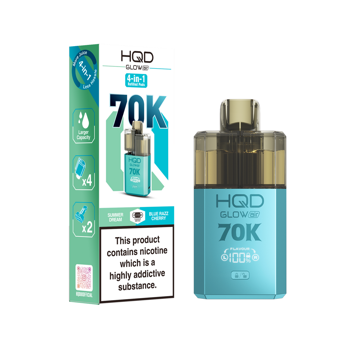 HQD Glow Air 70K Prefilled Vape Kits (Box of 5)