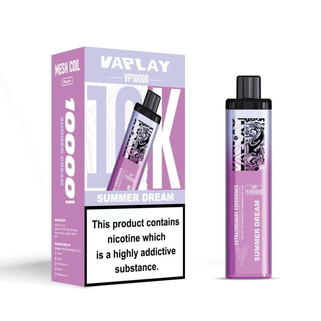 VAPLAY VP10000 Vape Pod Kit - 20mg - 5 Pack