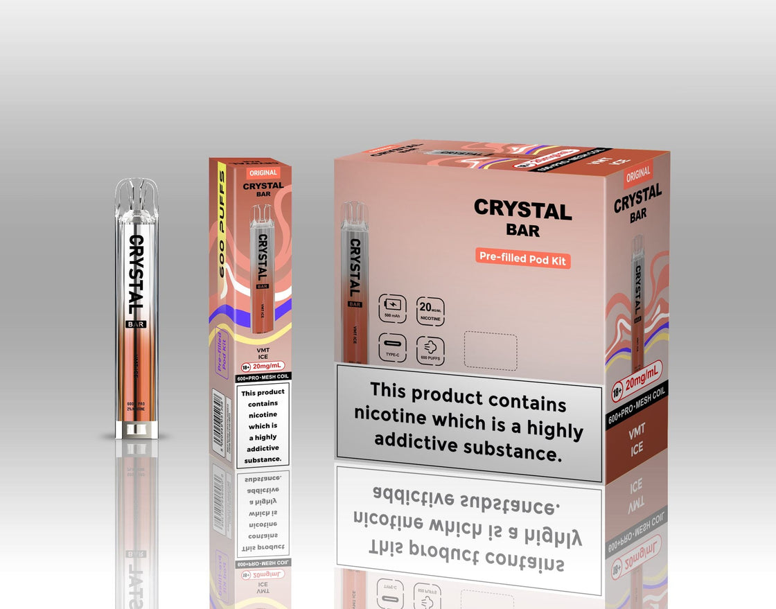 Original Crystal Bar 600 Puffs Prefilled Pod Kit 20mg- 10 Pack
