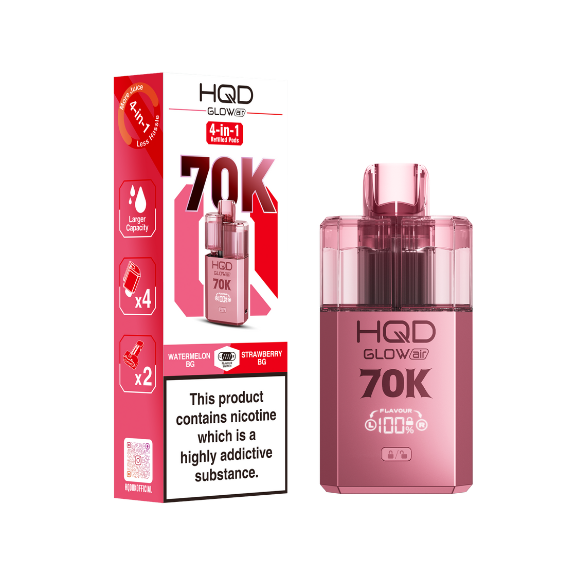 HQD Glow Air 70K Prefilled Vape Kits (Box of 5)