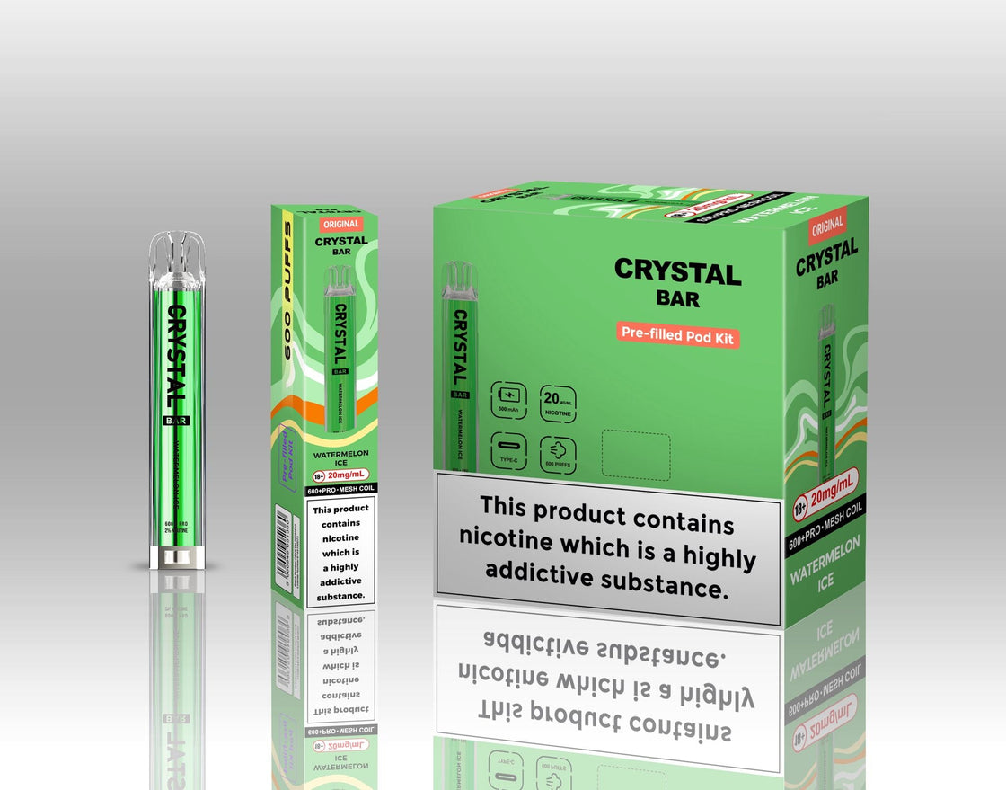 Original Crystal Bar 600 Puffs Prefilled Pod Kit 20mg- 10 Pack
