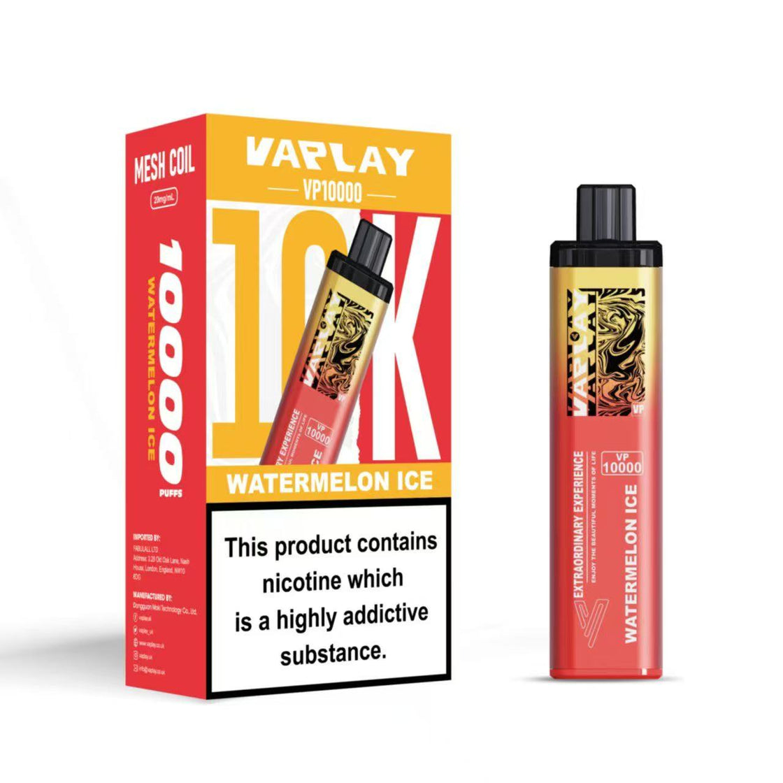 VAPLAY VP10000 Vape Pod Kit - 20mg - 5 Pack