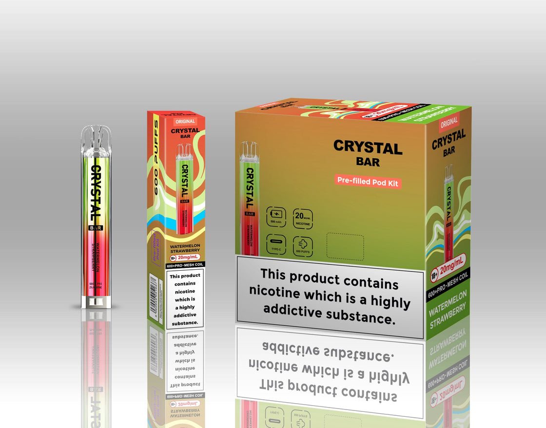 Original Crystal Bar 600 Puffs Prefilled Pod Kit 20mg- 10 Pack