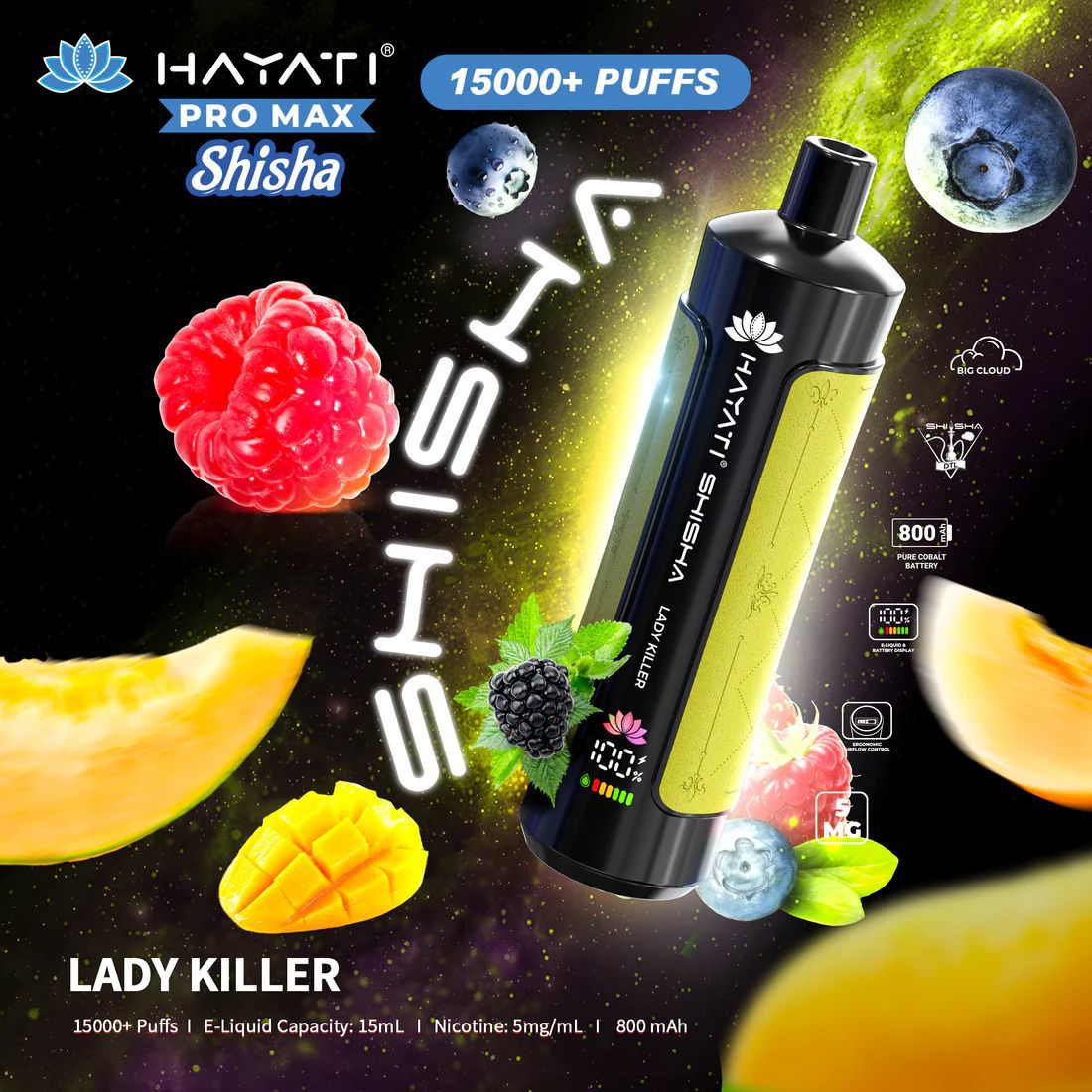 Hayati Pro Max Shisha 15000+ Puffs Disposable Vape (Box of 10)  