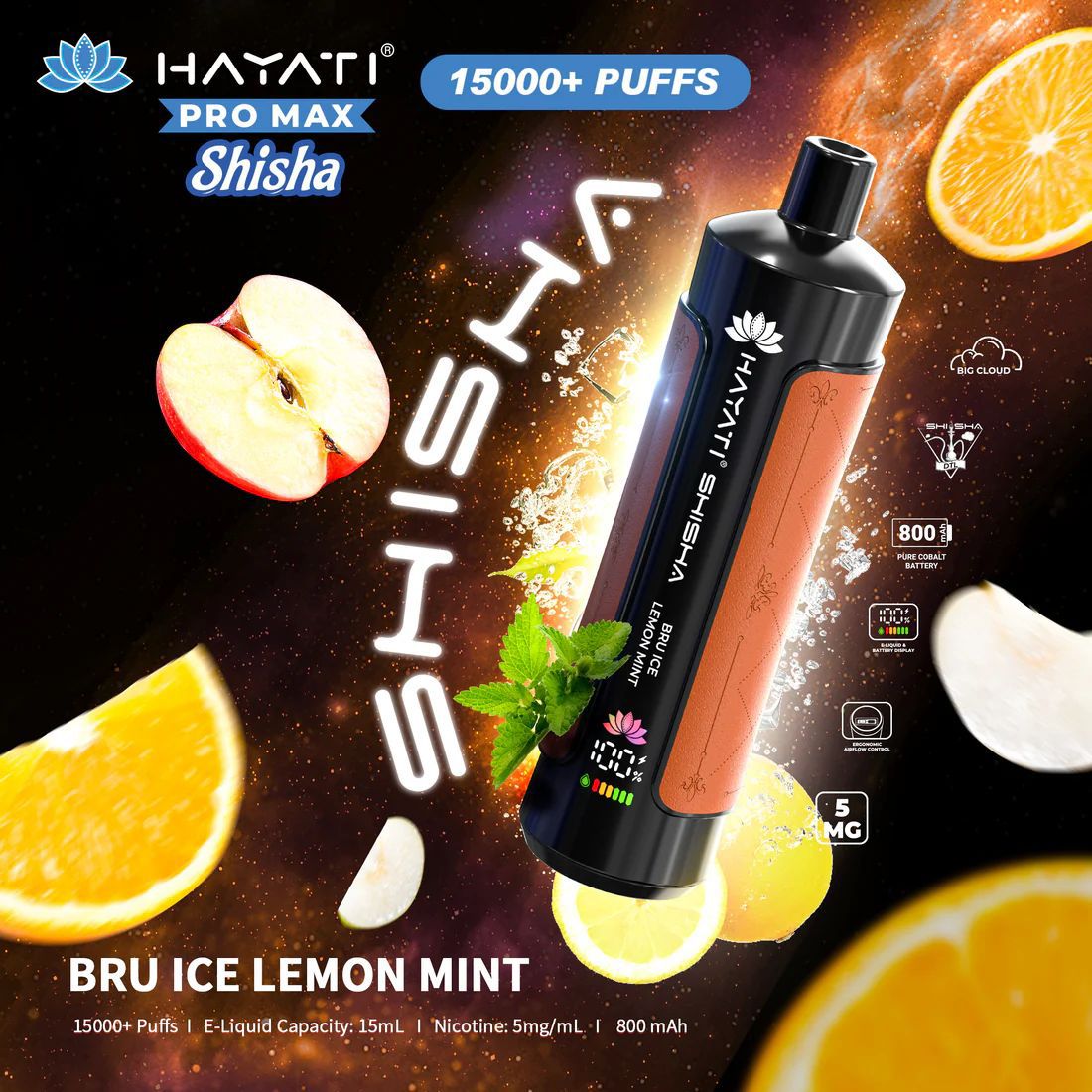 Hayati Pro Max Shisha 15000+ Puffs Disposable Vape (Box of 10)  