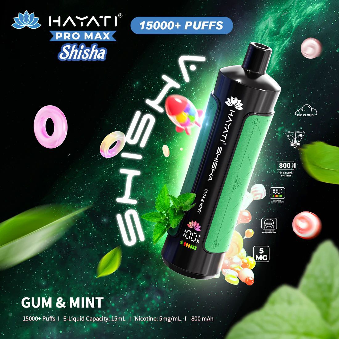 Hayati Pro Max Shisha 15000+ Puffs Disposable Vape (Box of 10)  