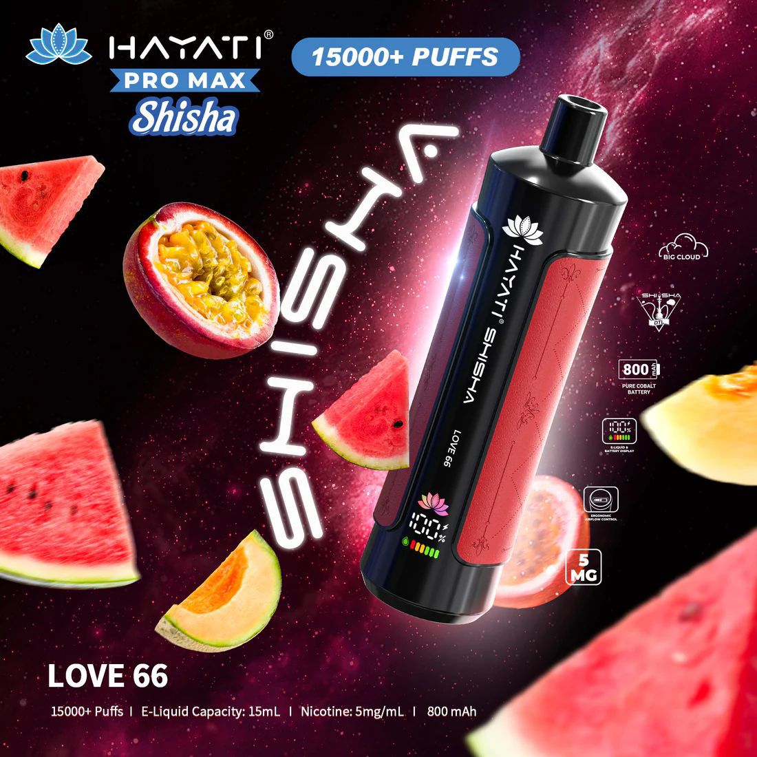 Hayati Pro Max Shisha 15000+ Puffs Disposable Vape (Box of 10)  