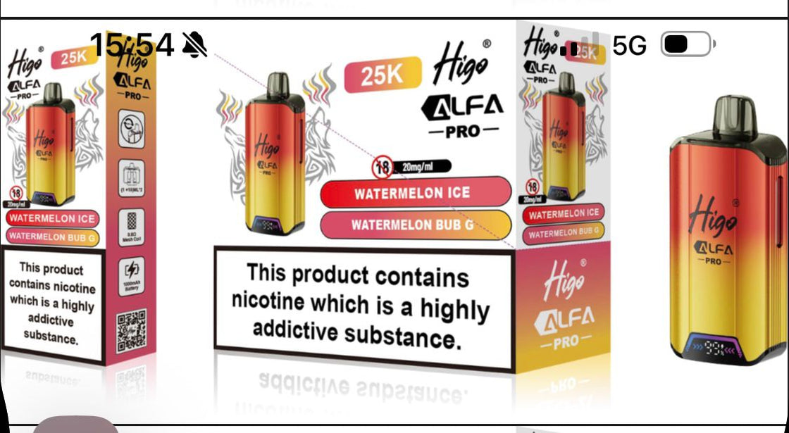 Higo Alpha Pro 25k Vape kit - 20mg - 5 Pack