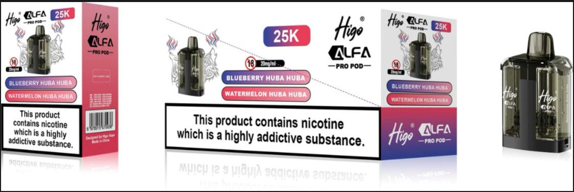 Higo Alpha Pro 25k Pods - 20mg - 5 Pack