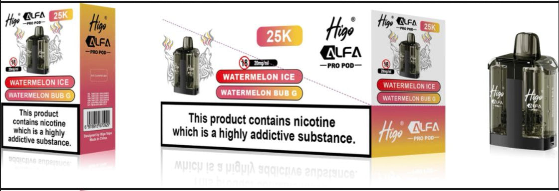 Higo Alpha Pro 25k Pods - 20mg - 5 Pack