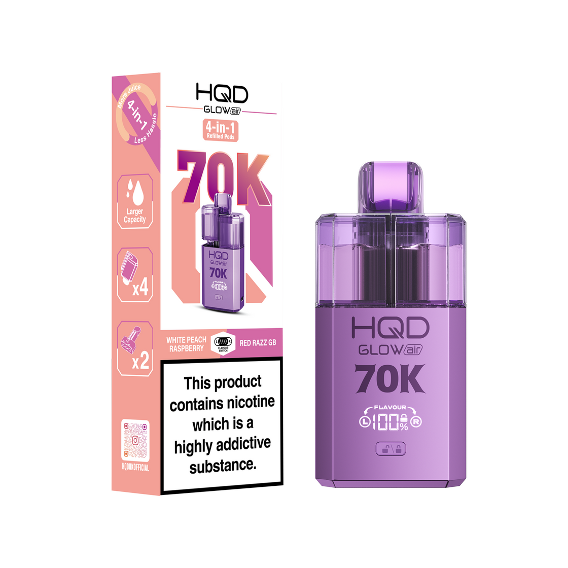 HQD Glow Air 70K Prefilled Vape Kits (Box of 5)