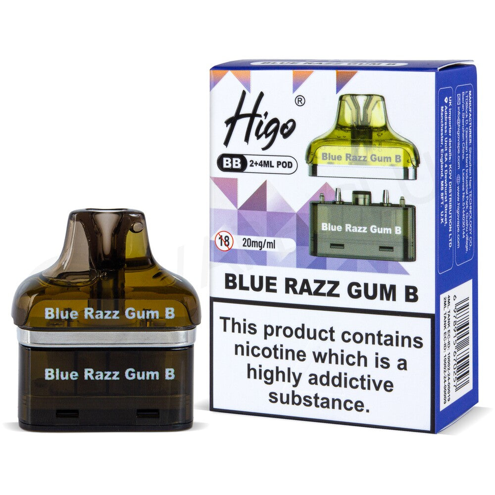 Higo BB4000 Pods (Box of 5) - Blue Razz Gum B