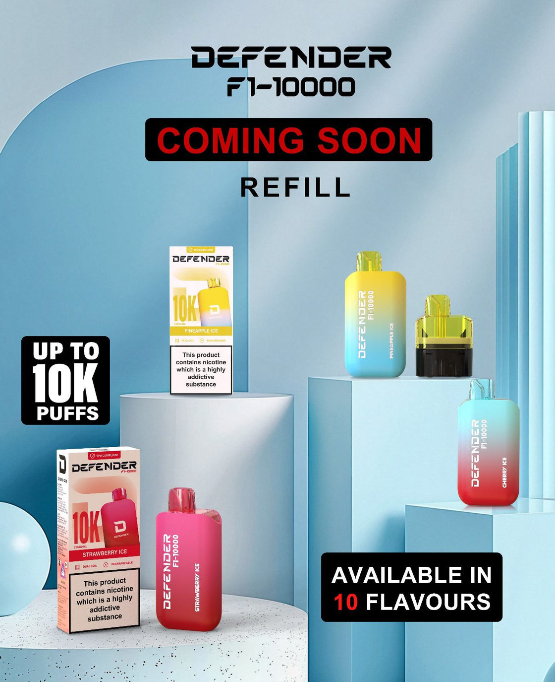 Defender F1-10000 Prefilled Pod Vape Kit Pack of 5