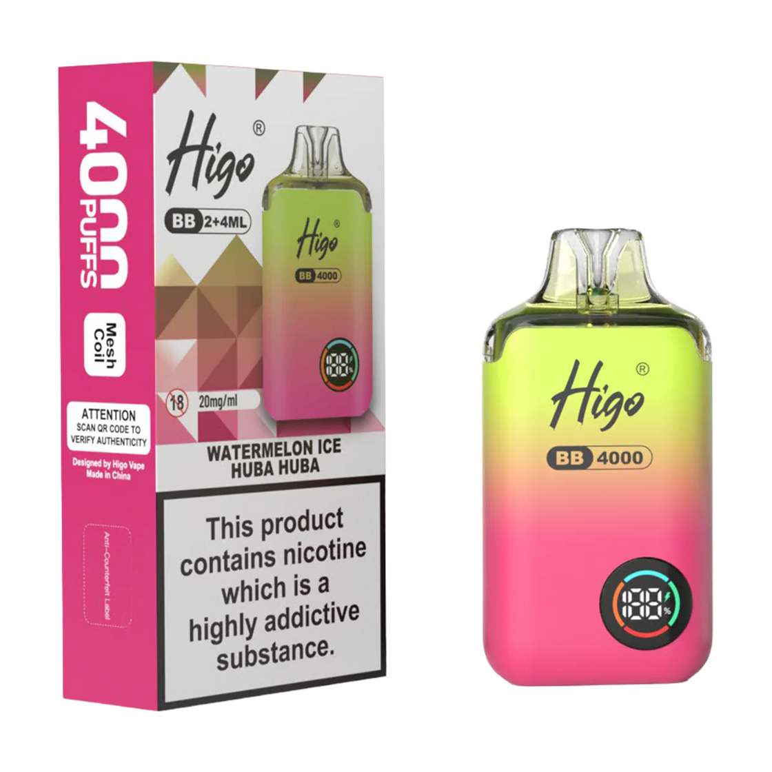 Higo BB4000 Kit (Box of 10) - Watermelon Ice Huba Huba