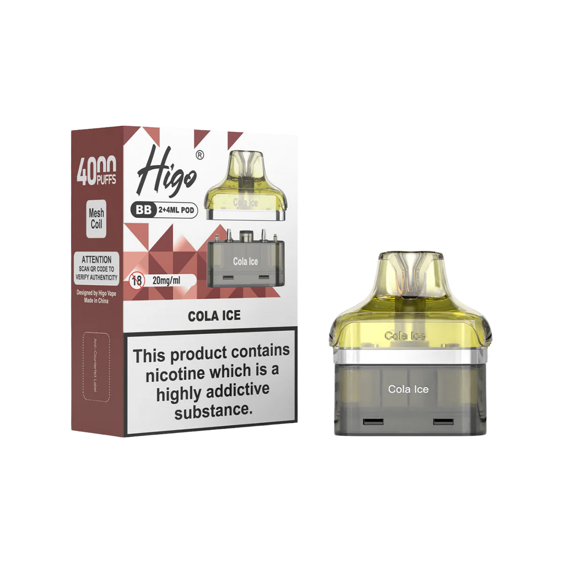 Higo BB4000 Pods (Box of 5) - Cola Ice