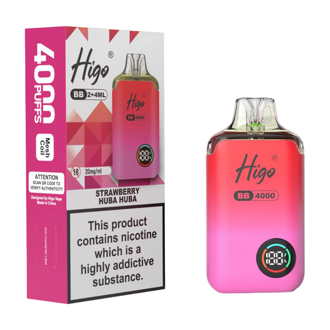 Higo BB4000 Kit (Box of 10) - Strawberry Huba Huba
