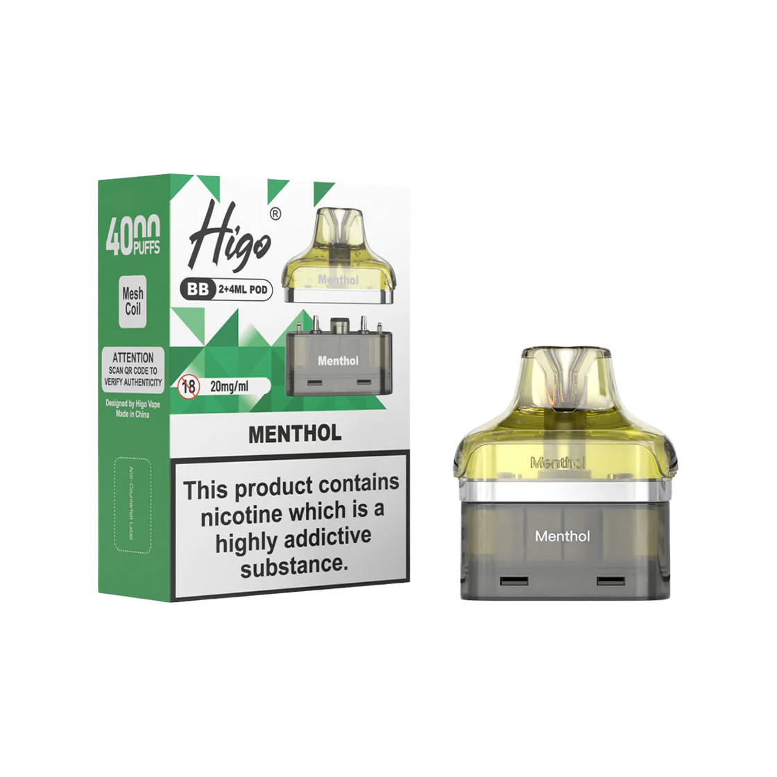 Higo BB4000 Pods (Box of 5) - Menthol